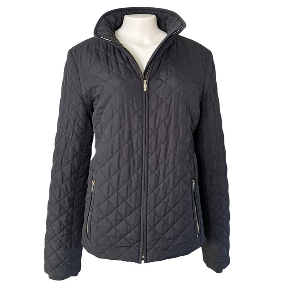 J.Crew Women’s Black Quilted Jacket Size M Slim Fit Diamond Puffer - Picture 3 of 15